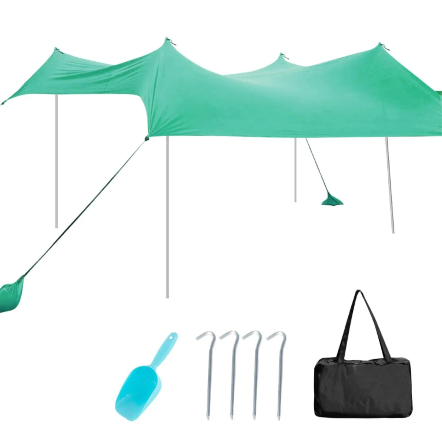10 x 10 Feet Large Beach Sunshade Beach Tent Canopy with Sandbags-Blue