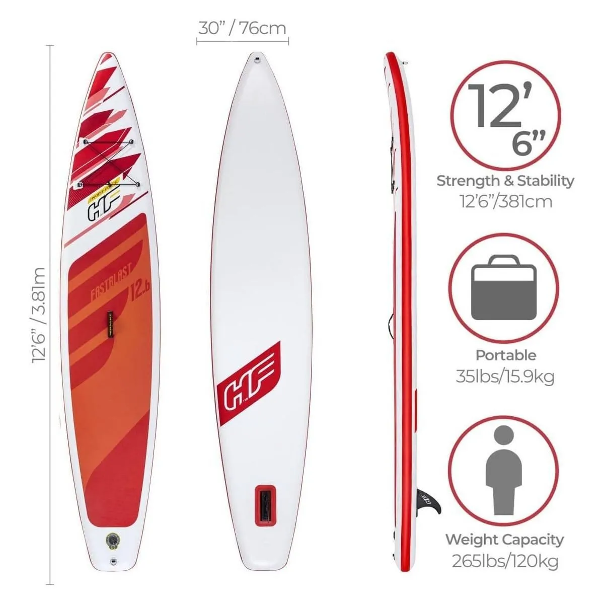12ft 6" HydroForce Paddleboard Fastblast Tech SUP Set