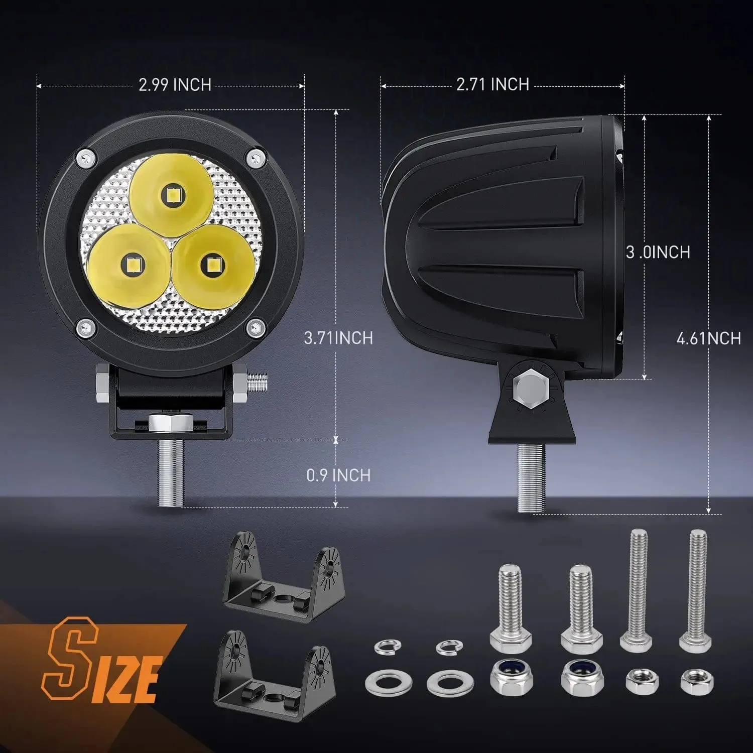 3 Inch 15W 1550LM Spot Round Built-in EMC LED Work Lights (Pair) | 16AWG DT Wire
