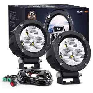 3 Inch 15W 1550LM Spot Round Built-in EMC LED Work Lights (Pair) | 16AWG DT Wire