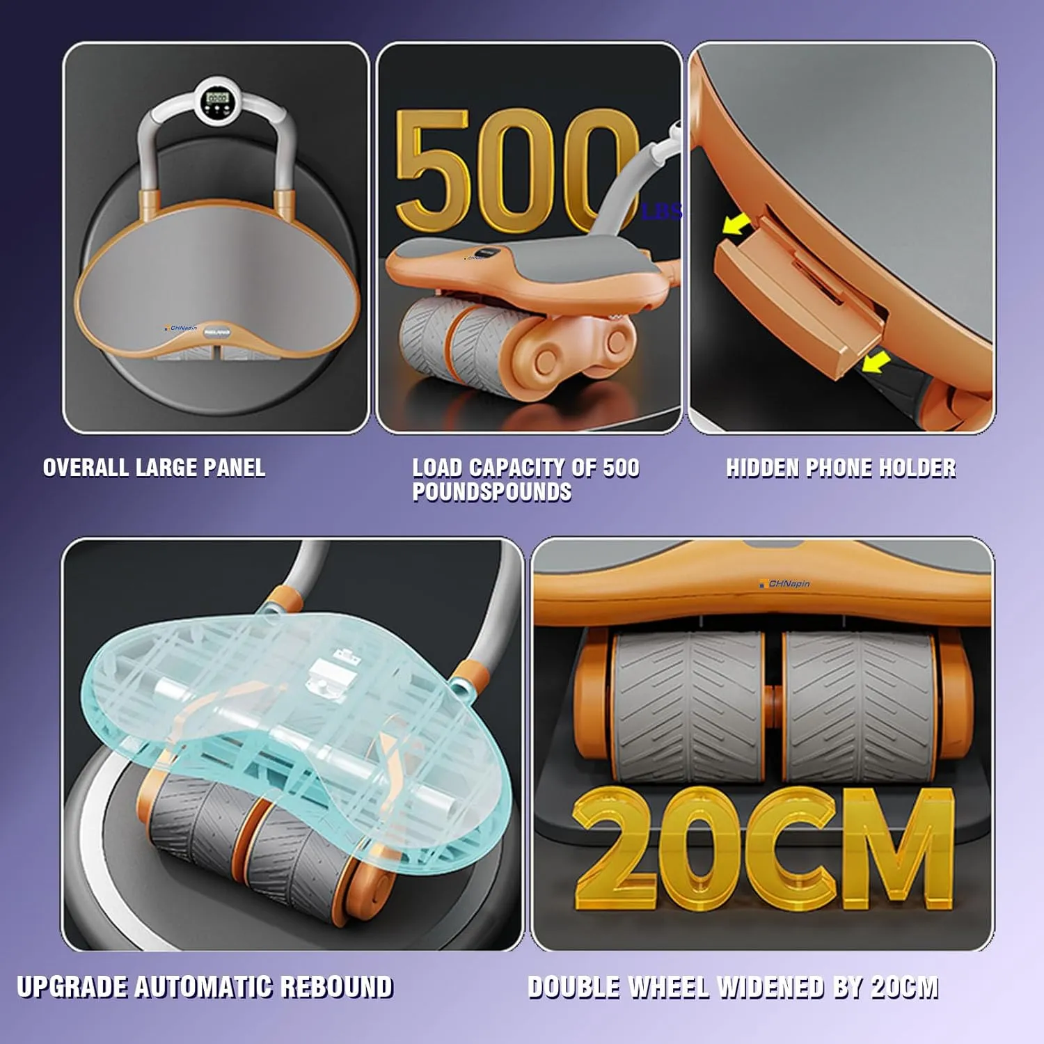 3-Wheel Ab Roller with Elbow Support : Upgraded High-Performance Exercise Machine