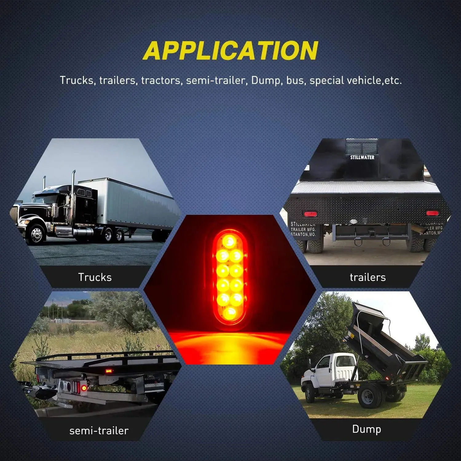 6 Inch Oval Red LED Trailer Tail Lights (Pair)