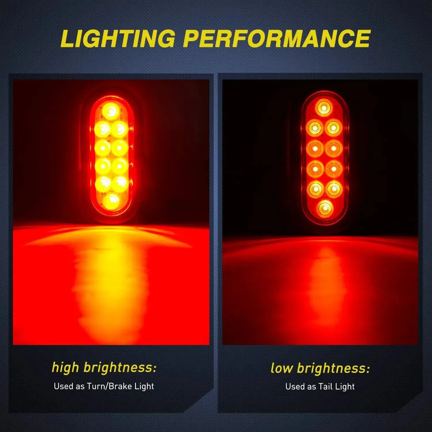 6 Inch Oval Red LED Trailer Tail Lights (Pair)