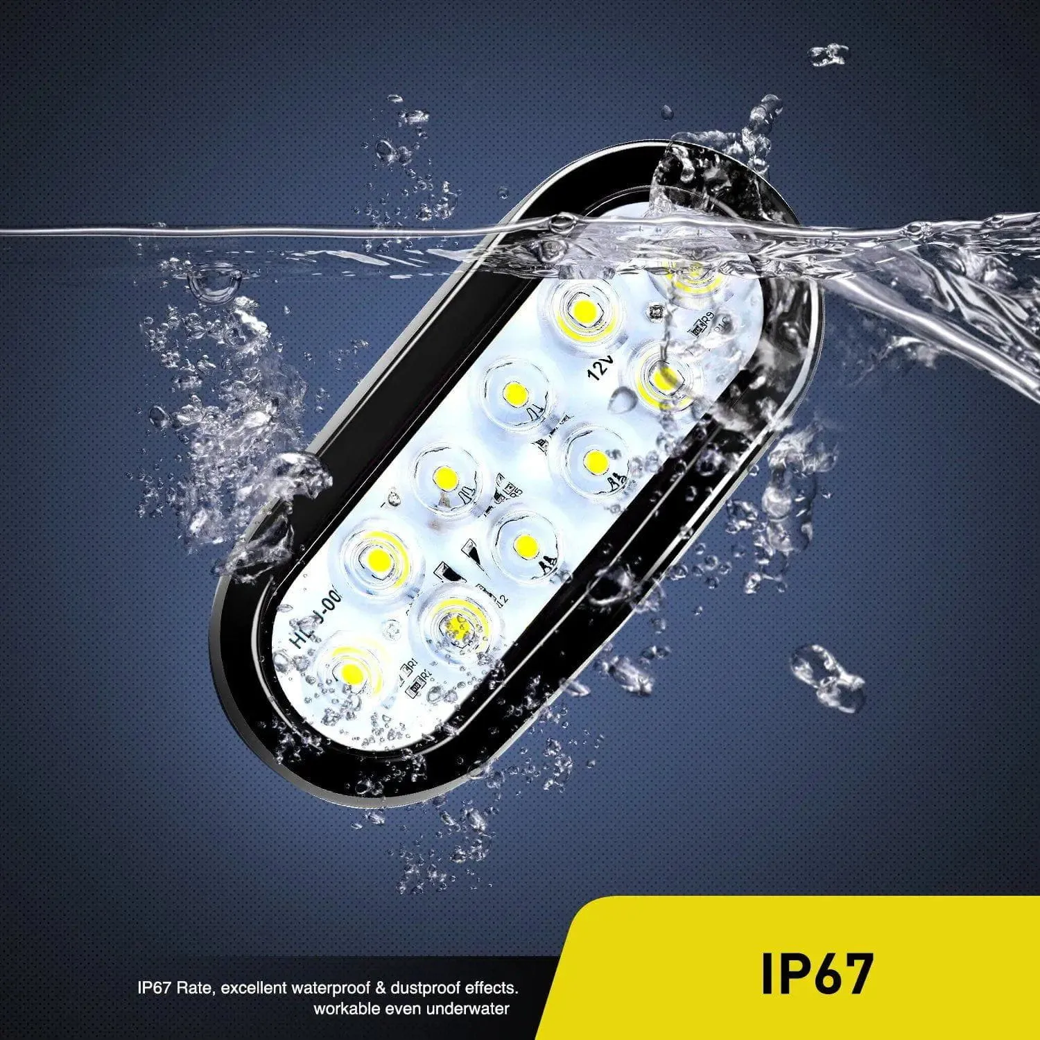 6 Inch Oval White LED Trailer Tail Lights (Pair)