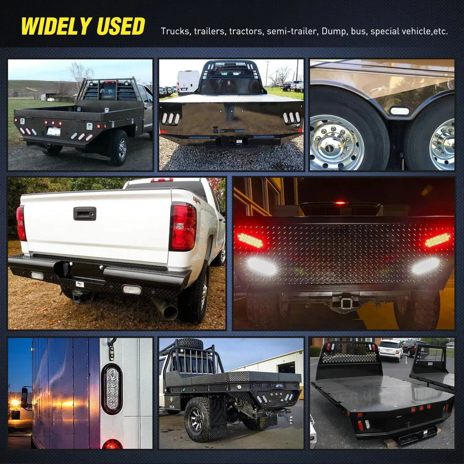 6 Inch Oval White LED Trailer Tail Lights (Pair)