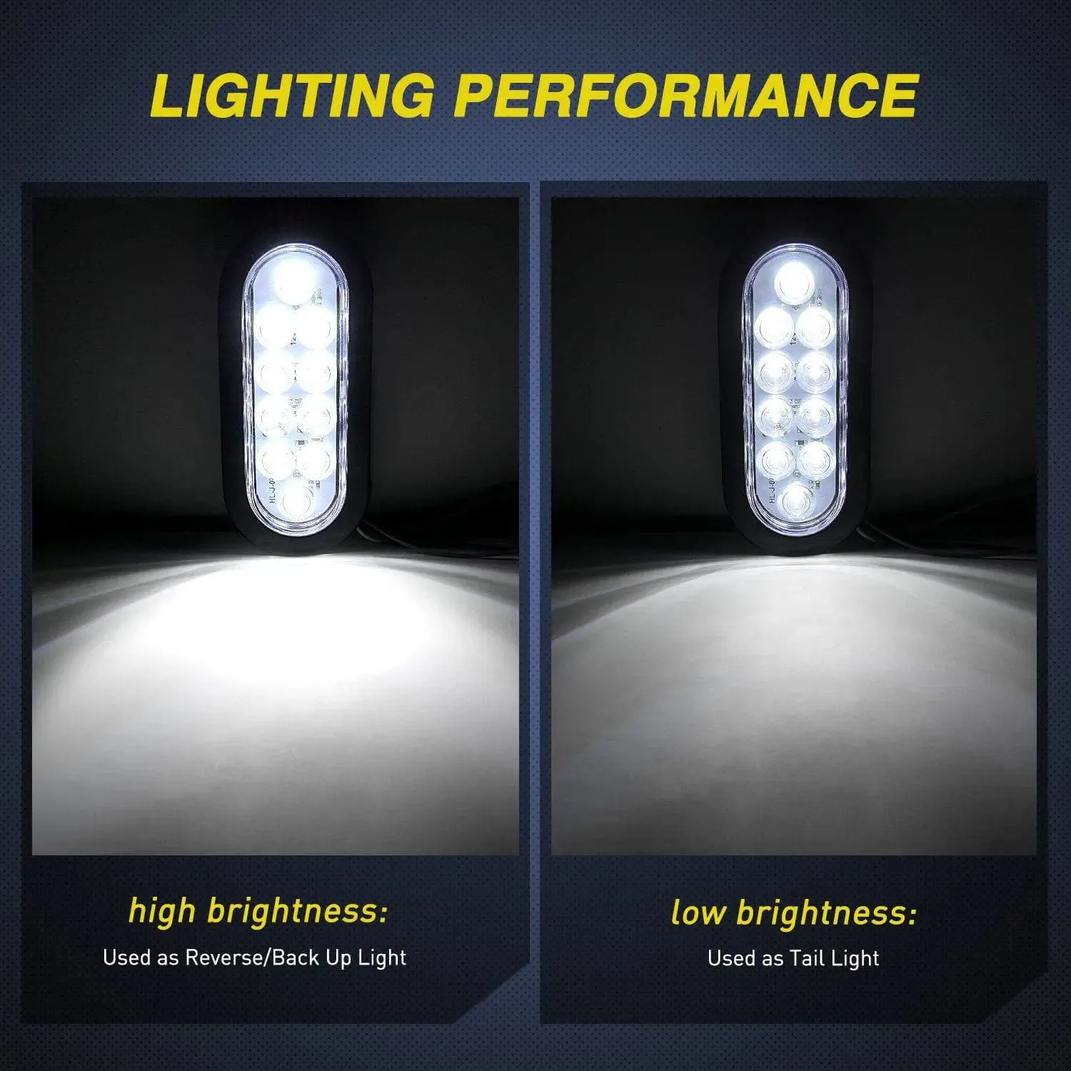 6 Inch Oval White LED Trailer Tail Lights (Pair)