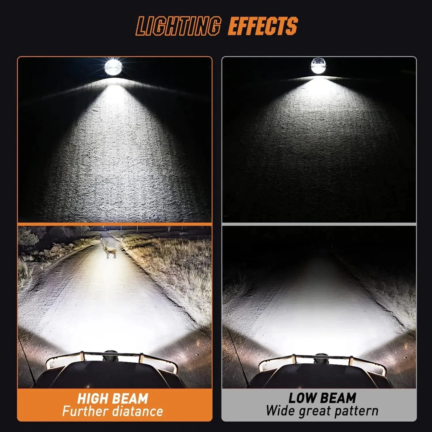 7 Inch 120W 5800LM Round High Low Beam Built-in EMC LED Work Lights (Pair) | 14AWG DT Wire