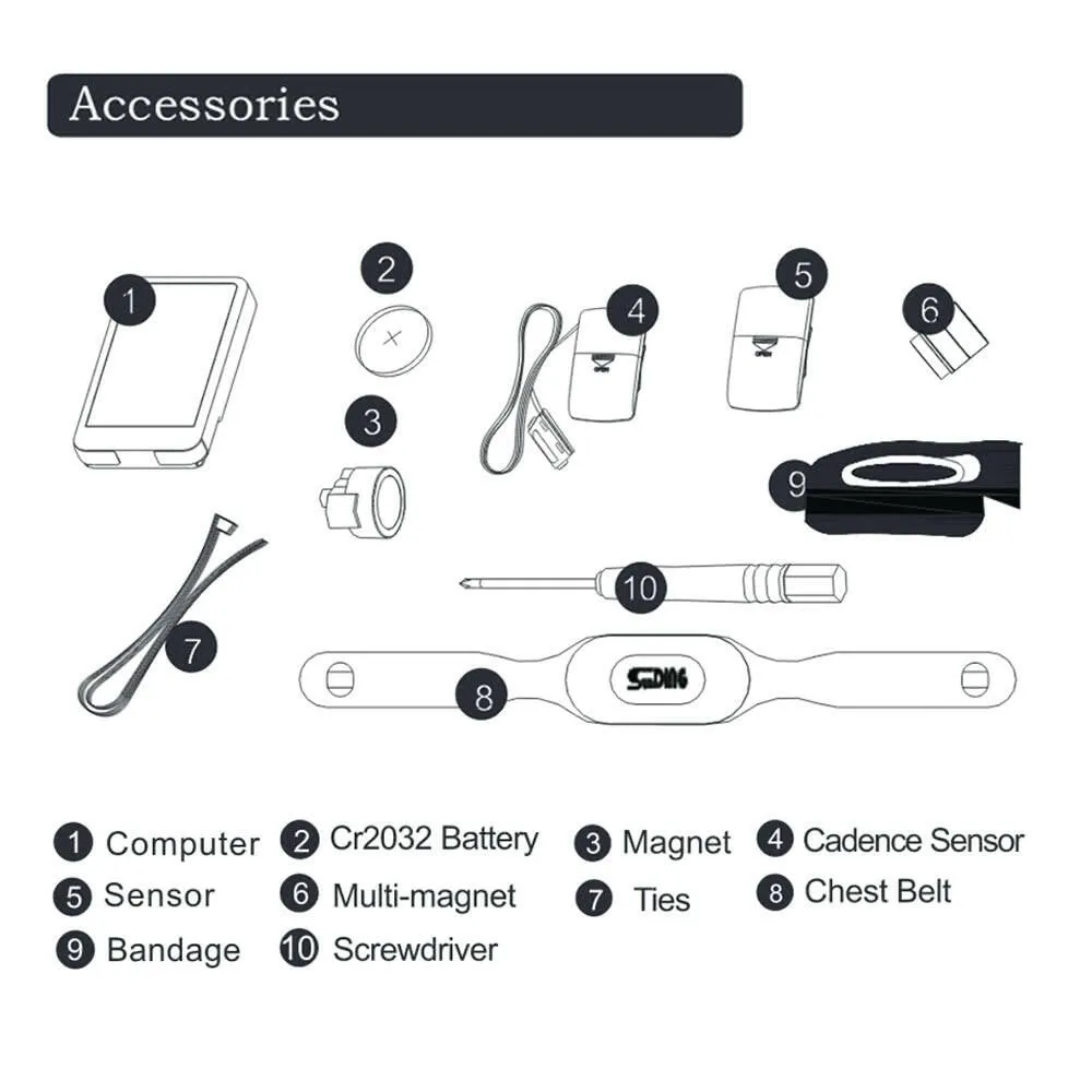Cycle Computer Wireless Heart Rate Monitor & Cadence Sensor and Speedometer Odometer 3 in 1 Bike Computer Multifunction