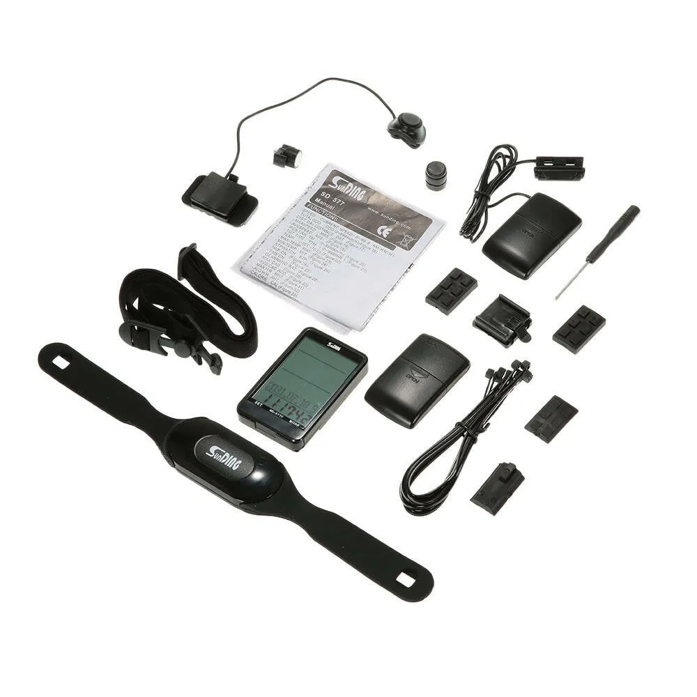 Cycle Computer Wireless Heart Rate Monitor & Cadence Sensor and Speedometer Odometer 3 in 1 Bike Computer Multifunction