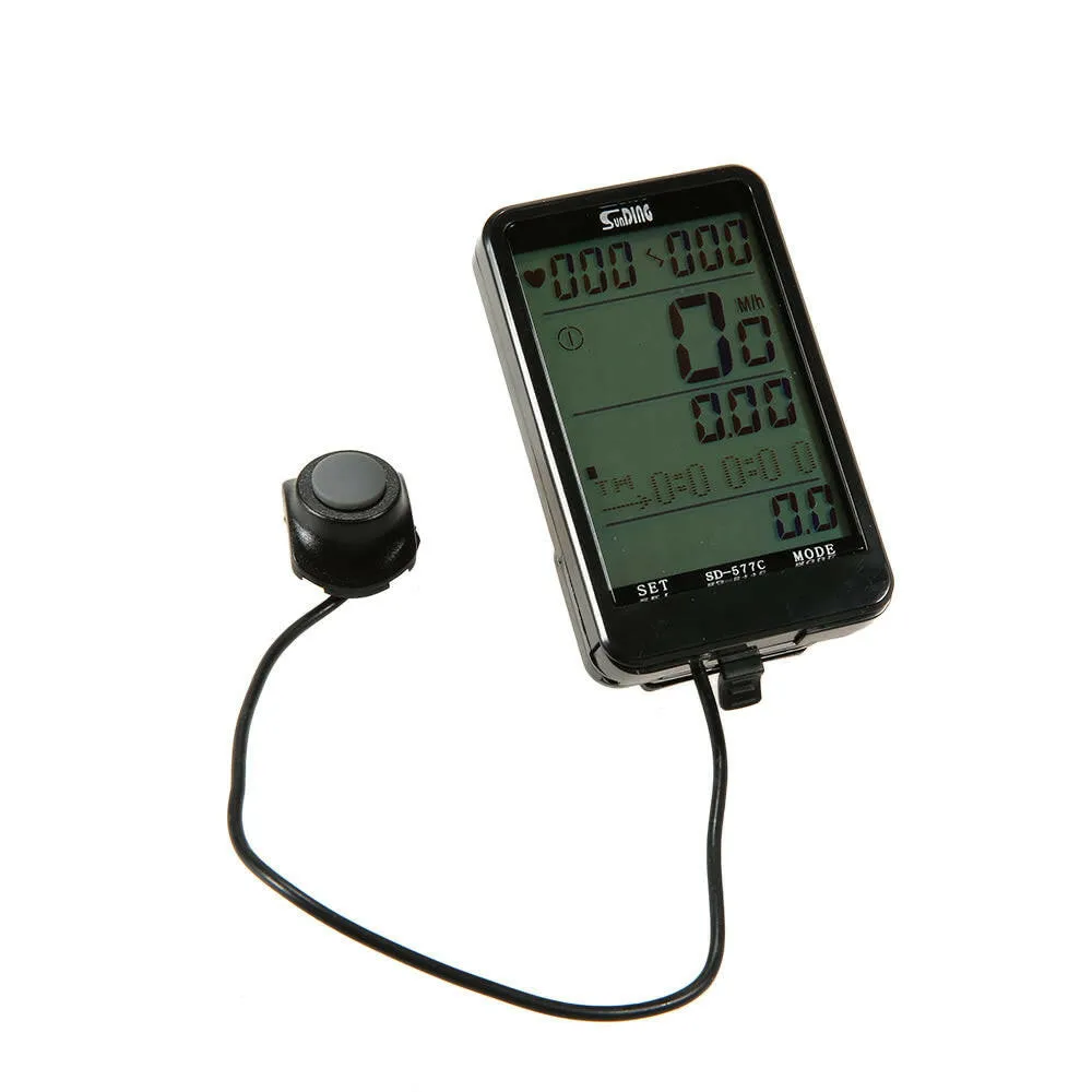 Cycle Computer Wireless Heart Rate Monitor & Cadence Sensor and Speedometer Odometer 3 in 1 Bike Computer Multifunction