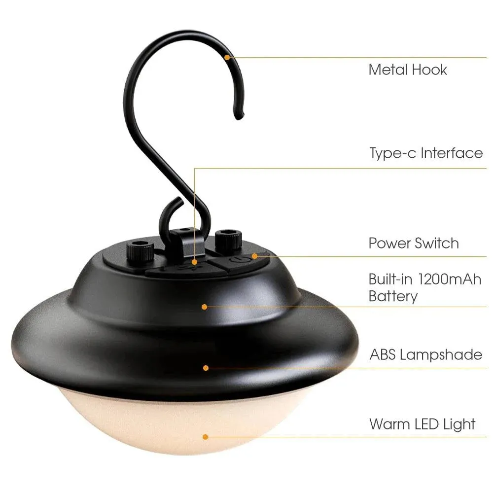 IPX4 Waterproof Warm LED Light Camping Lantern with 2 Light Modes for Outdoor Emergency Hiking Survival Equipment 2022 New