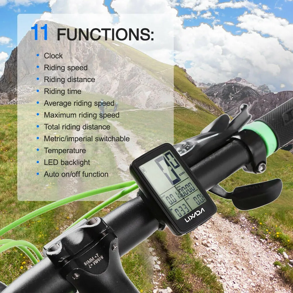 LIXADA BKV-1206 Wireless Bike Speedometer USB Rechargeable Bike Cycling Computer Bicycle Speed Meter Odometer Bicycle Computer
