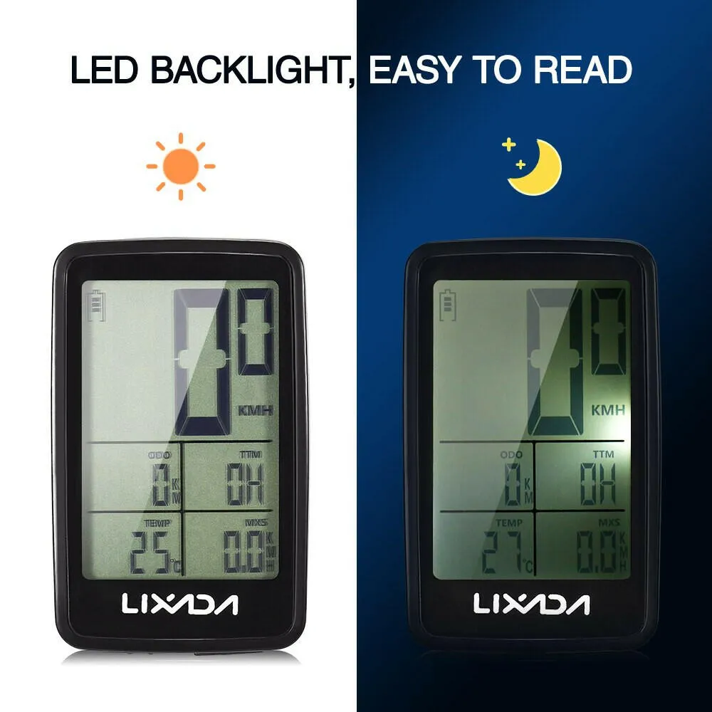 LIXADA BKV-1206 Wireless Bike Speedometer USB Rechargeable Bike Cycling Computer Bicycle Speed Meter Odometer Bicycle Computer