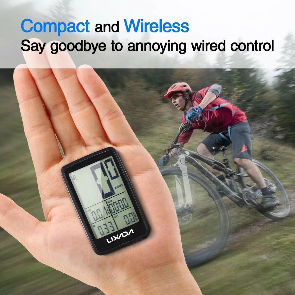 LIXADA BKV-1206 Wireless Bike Speedometer USB Rechargeable Bike Cycling Computer Bicycle Speed Meter Odometer Bicycle Computer