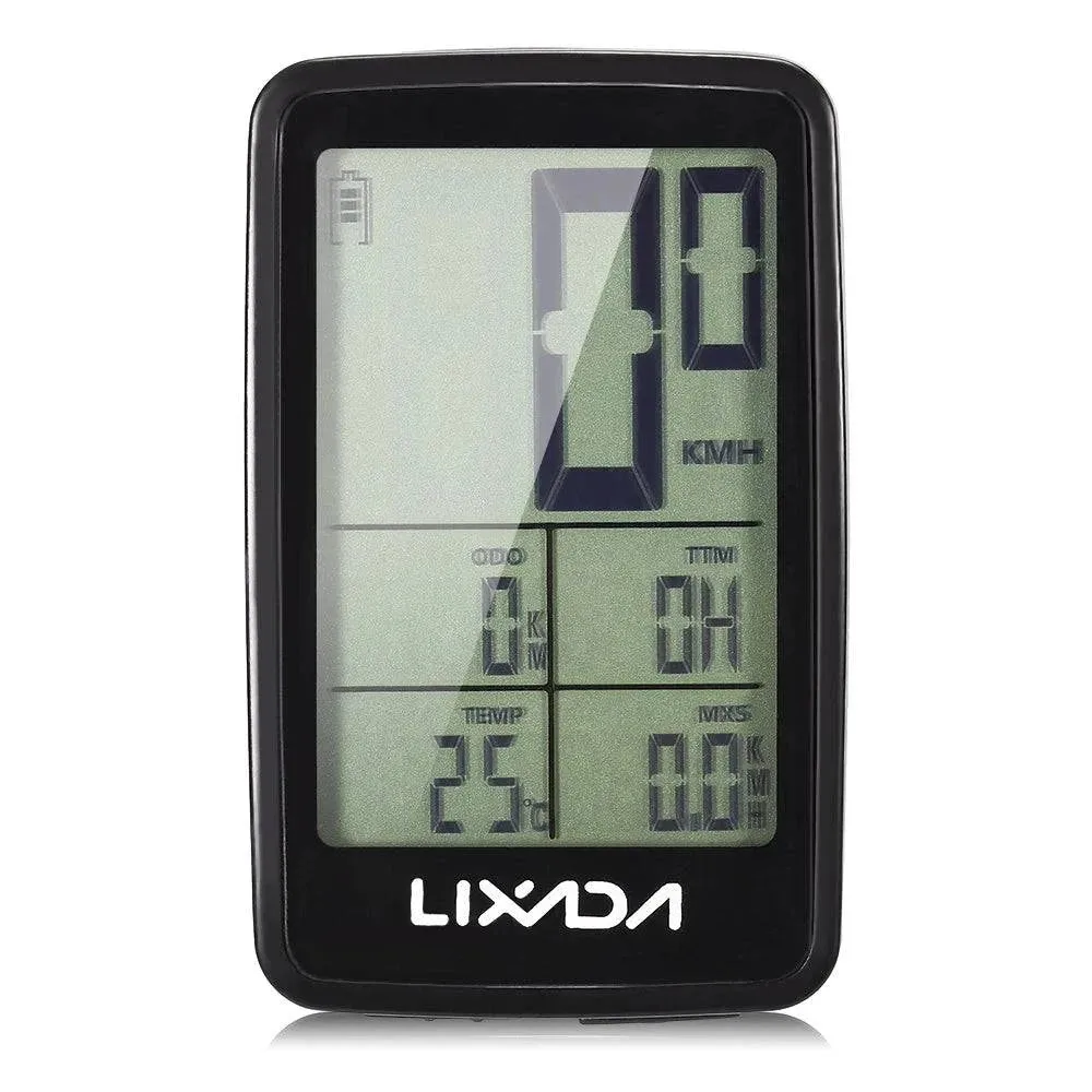Lixada Speedometer OdometerLCD Digital Display Rechargeable Wireless Bike Cycling Computer Waterproof Riding Bike Accessories