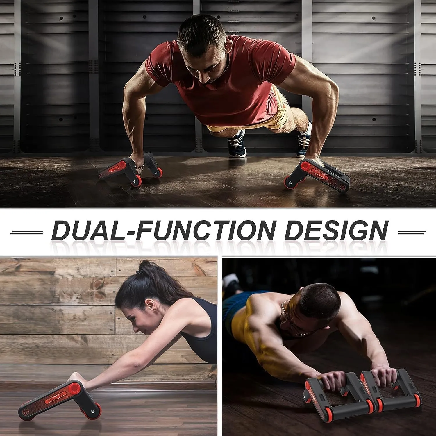 Multi-Functional Ab Roller Wheel And Push Up Bars Workout