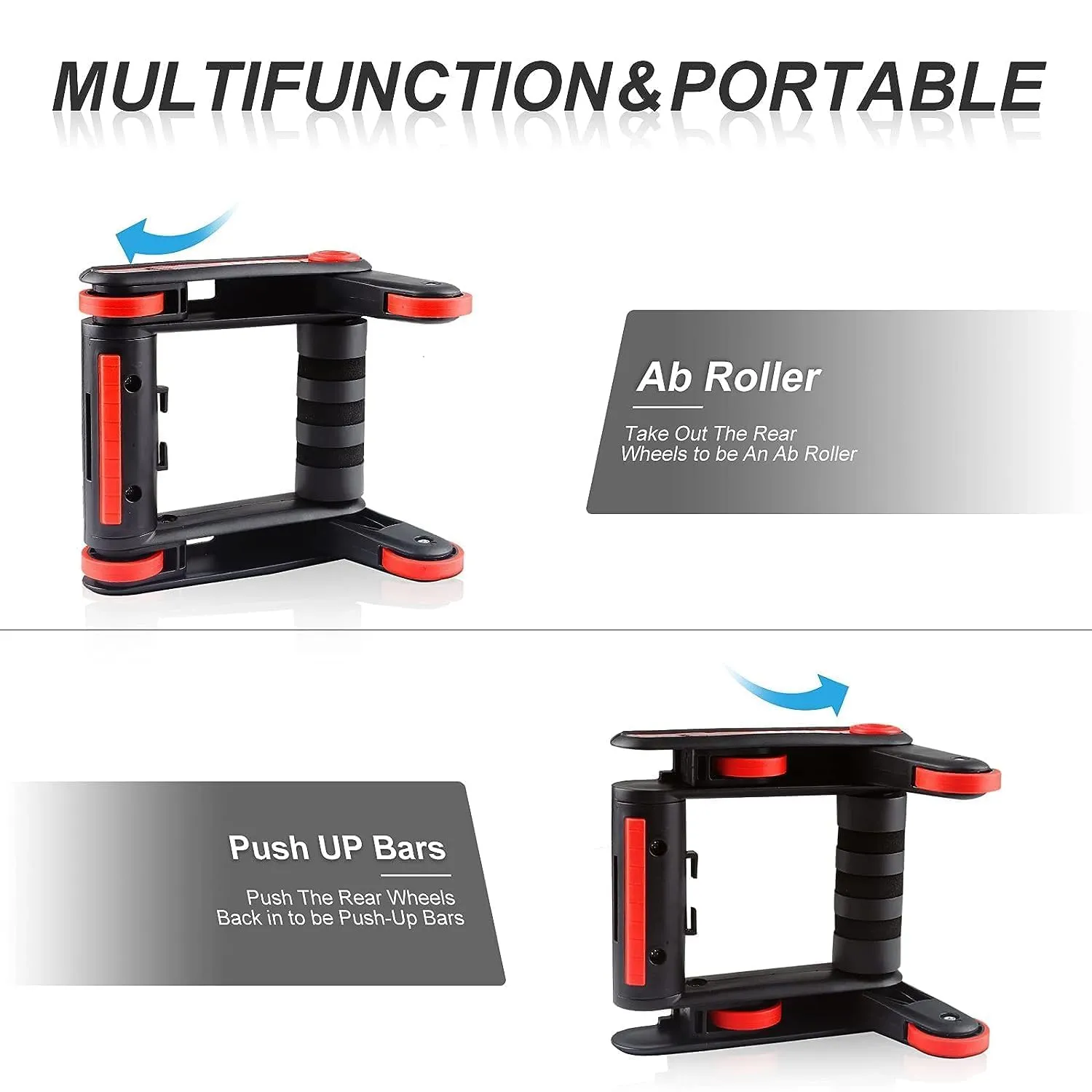 Multi-Functional Ab Roller Wheel And Push Up Bars Workout