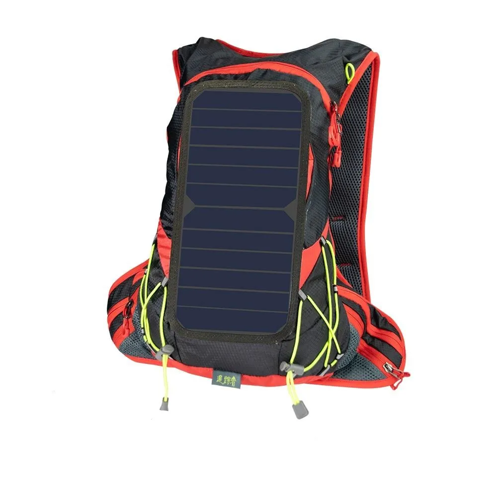 Sunset Red Super Ultralight Solar Powered Backpack with USB Charging